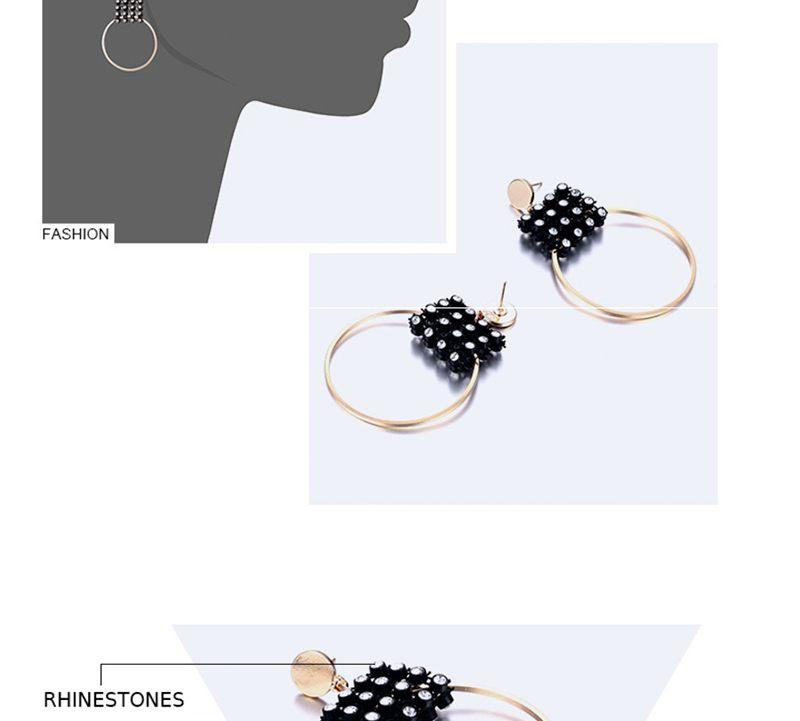 Fashion Golden Geometric Circle Diamond Earrings,Drop Earrings