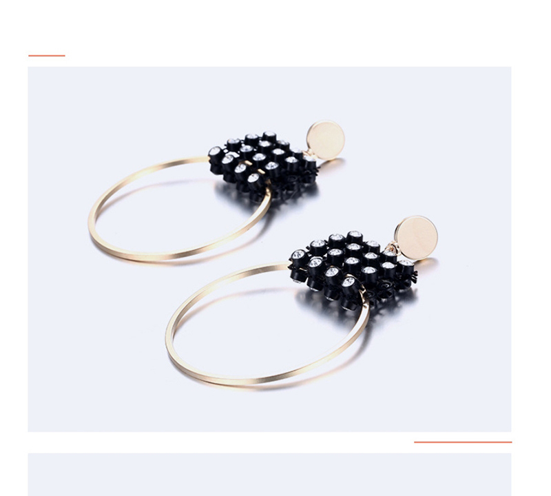 Fashion Golden Geometric Circle Diamond Earrings,Drop Earrings