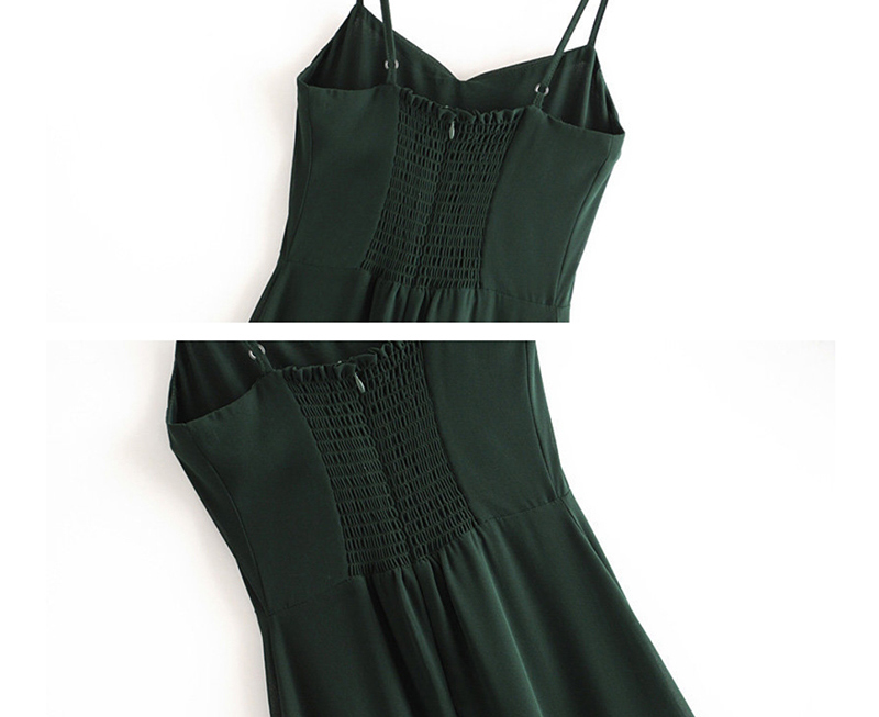 Fashion Dark Green Ruffled Frill Dress,Long Dress