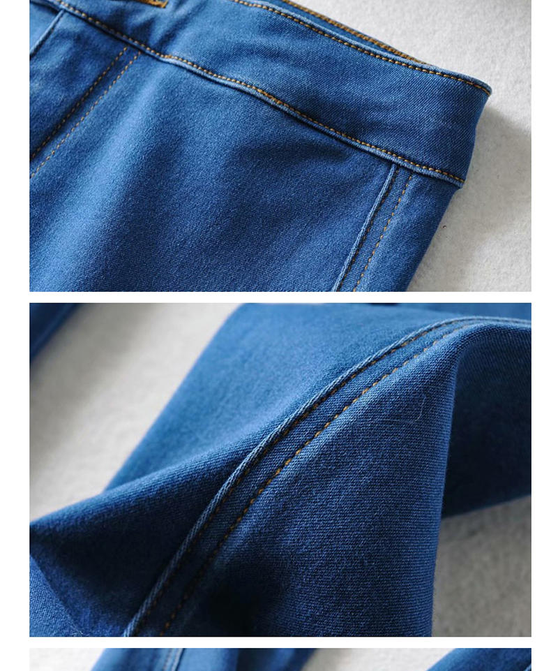 Fashion Navy 2 Button Stretch Peach Heart Pocket Jeans,Denim