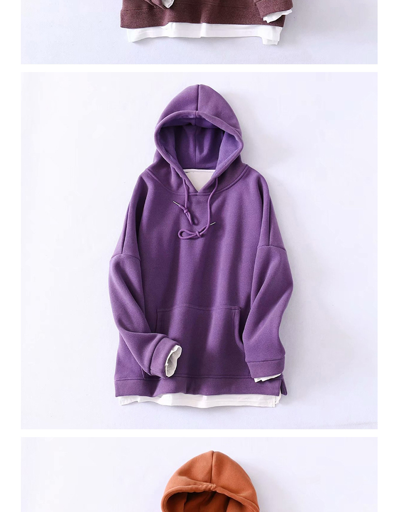 Fashion Purple Hooded Drawstring Sweatshirt,Hoodies