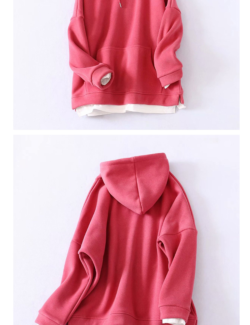 Fashion Pink Hooded Drawstring Sweatshirt,Hoodies