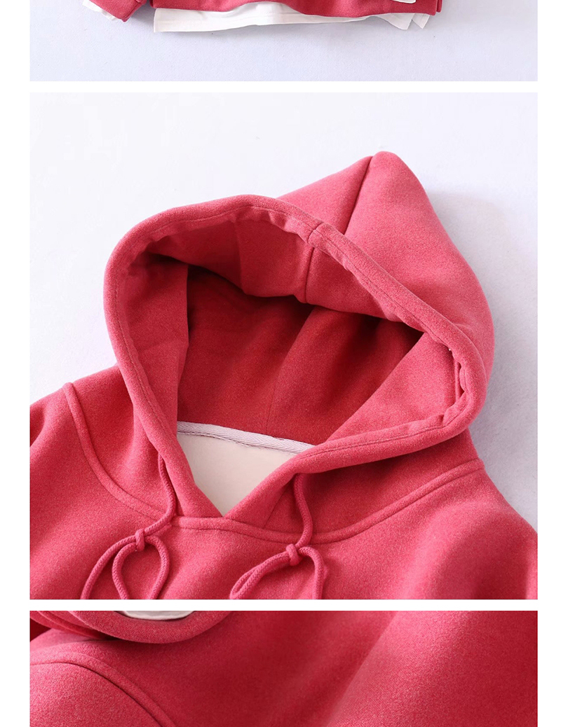 Fashion Pink Hooded Drawstring Sweatshirt,Hoodies