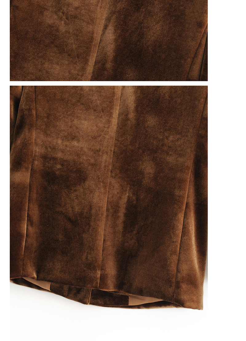 Fashion Camel Velvet Suit,Coat-Jacket