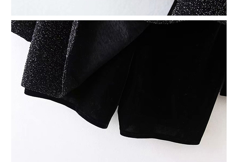 Fashion Black Metallic Velvet Paneled V-neck Jumpsuit,Pants
