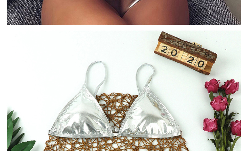 Fashion Silver Bronzed Thin Strap Split Swimsuit,Bikini Sets