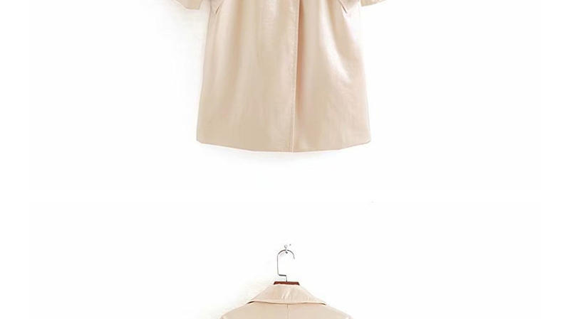 Fashion Cream Color Belt Stitching Trench Coat,Coat-Jacket
