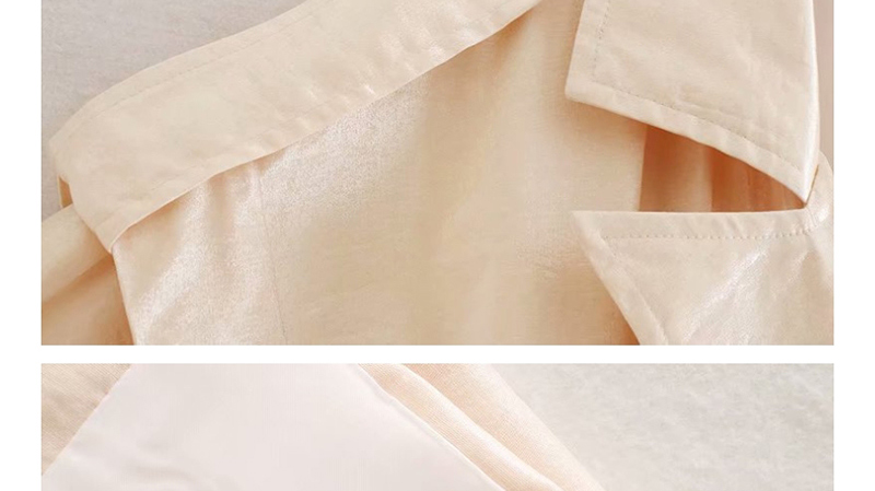 Fashion Cream Color Belt Stitching Trench Coat,Coat-Jacket