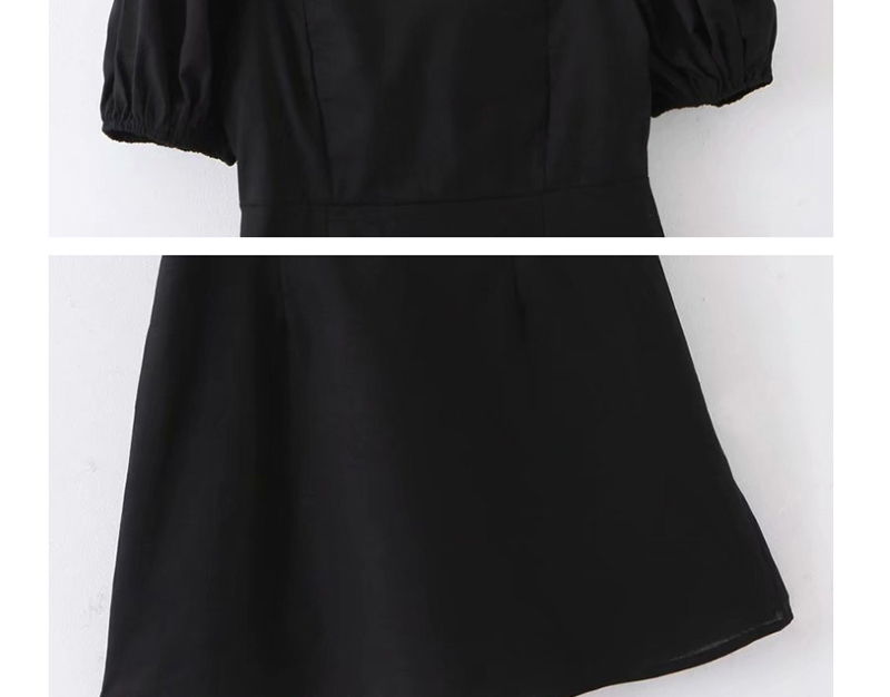 Fashion Black Puff Sleeve Cotton Dress,Mini & Short Dresses