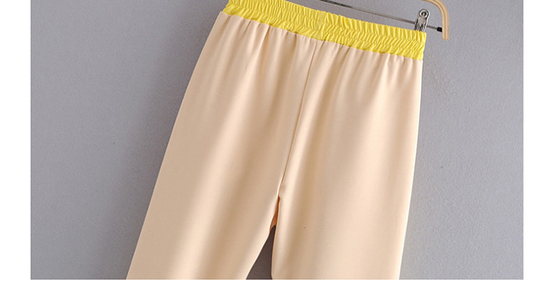 Fashion Khaki Color-block Straight Leg Pants With Side Straps,Pants