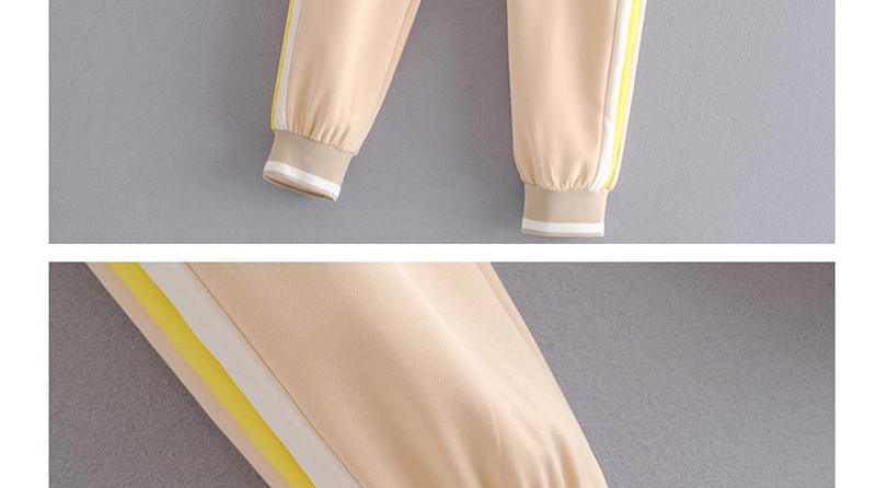 Fashion Khaki Color-block Straight Leg Pants With Side Straps,Pants