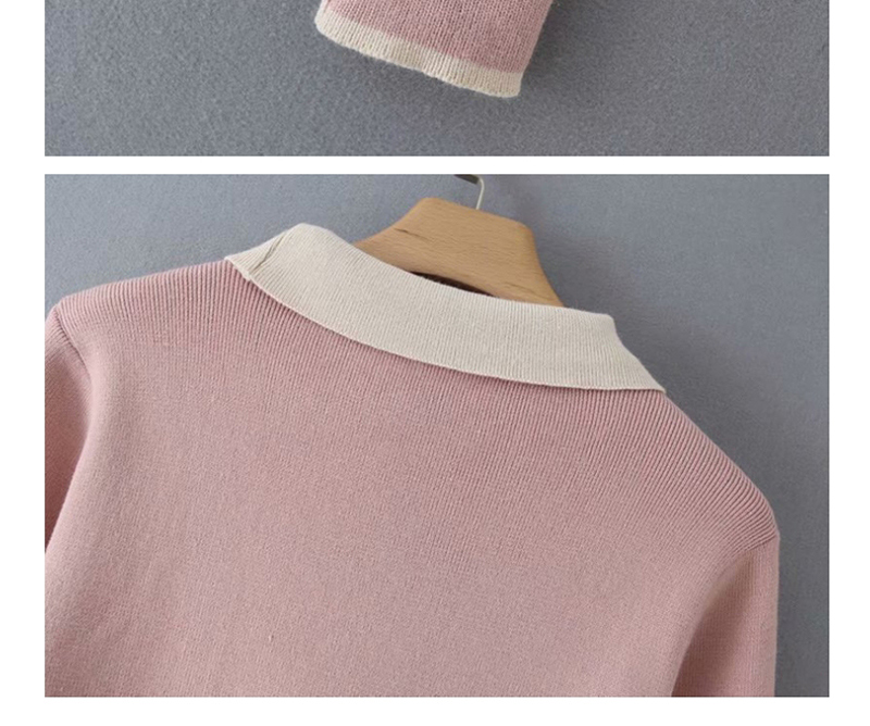 Fashion Beige Lapel Lace-up Knit Sweater,Sweater