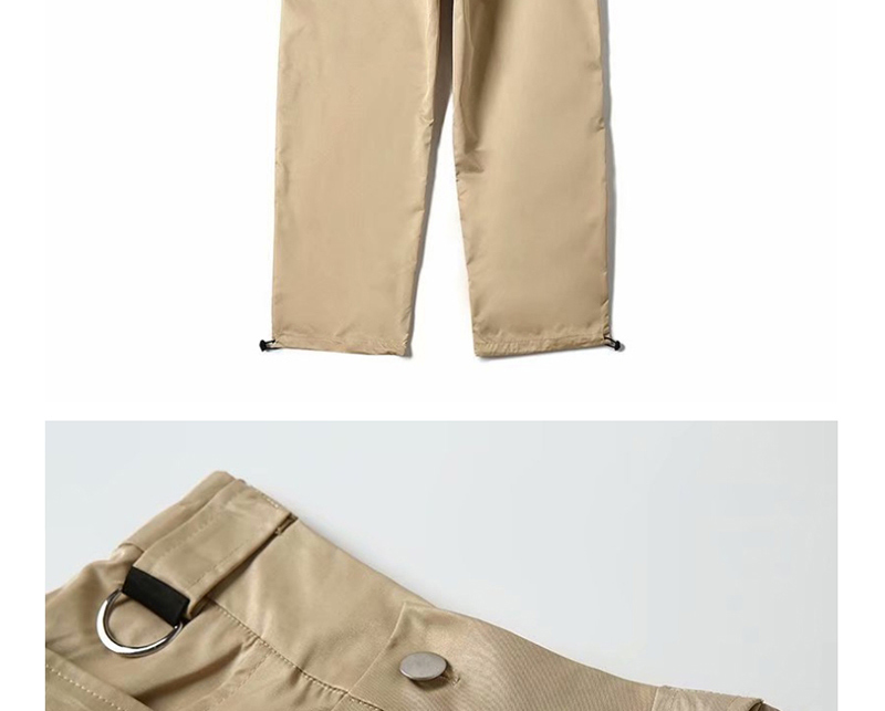 Fashion Black Solid Color Multi Pocket Overalls,Pants