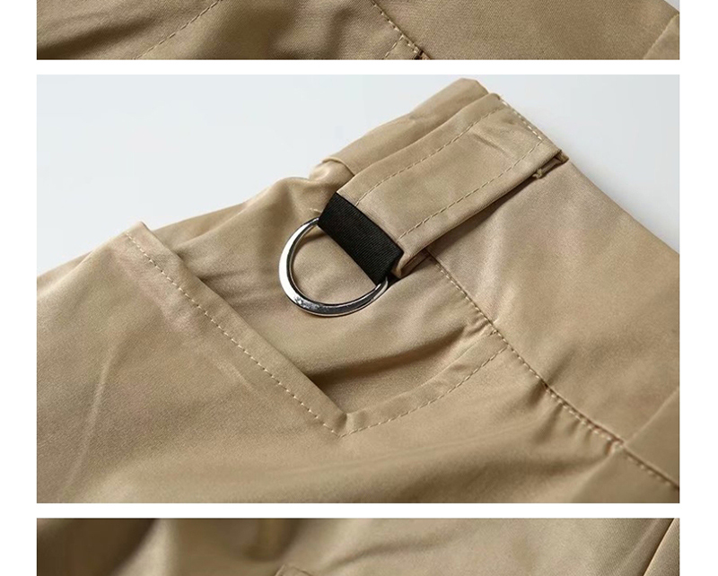 Fashion Black Solid Color Multi Pocket Overalls,Pants