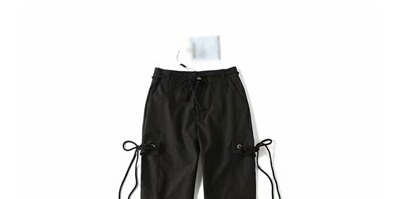 Fashion Black Waist Bandage Overalls,Pants