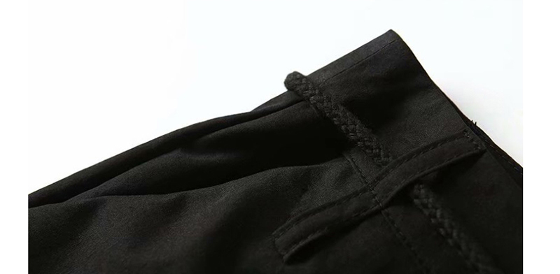 Fashion Black Waist Bandage Overalls,Pants