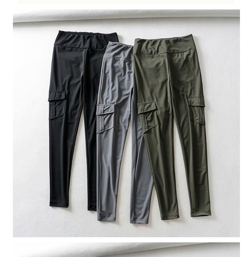 Fashion Army Green Solid Color Yoga Pants,Pants