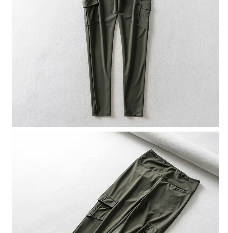 Fashion Army Green Solid Color Yoga Pants,Pants