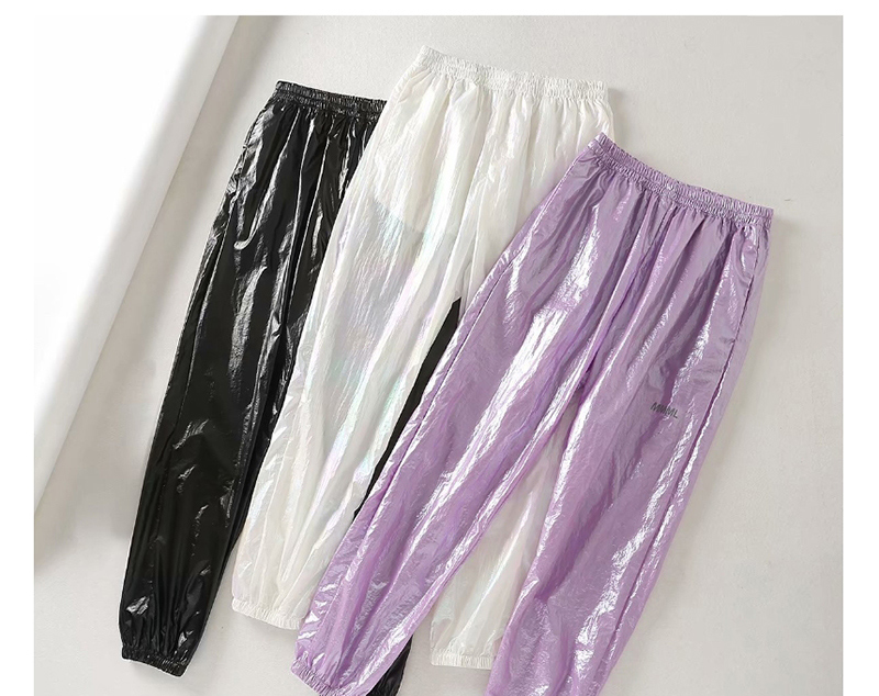 Fashion Purple Reflective Lettering Colorful Pants,Pants