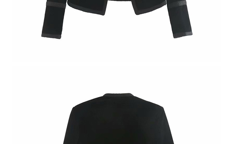 Fashion Black Velvet Short Double-breasted Jacket,Coat-Jacket