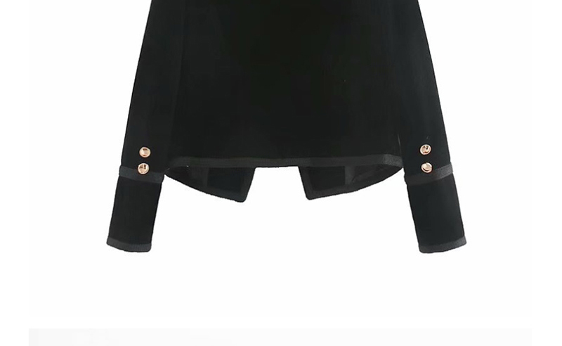Fashion Black Velvet Short Double-breasted Jacket,Coat-Jacket