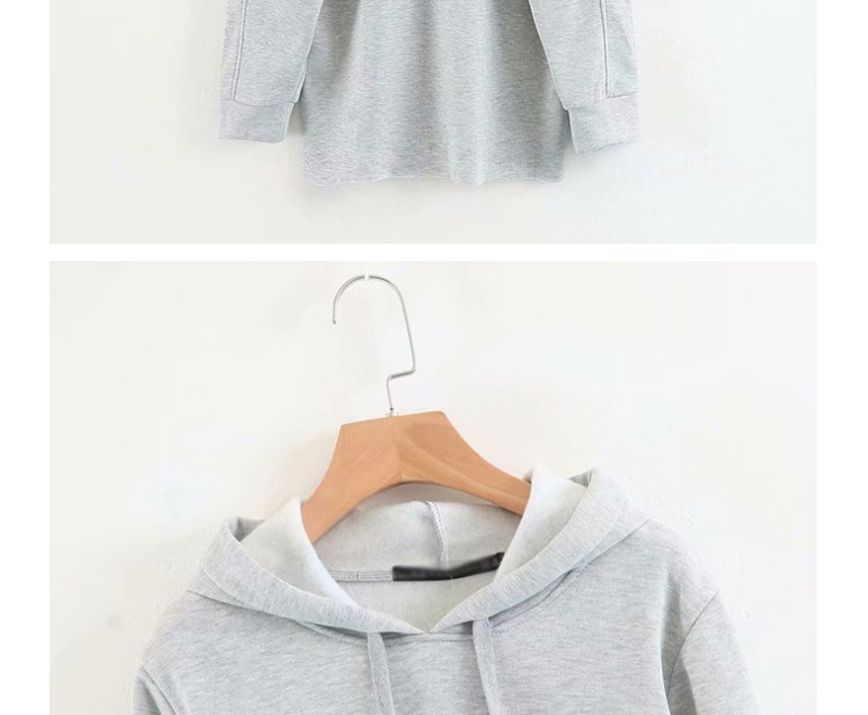 Fashion Gray Hooded Sweater With Wool Ball And Velvet Stitching,Hair Crown