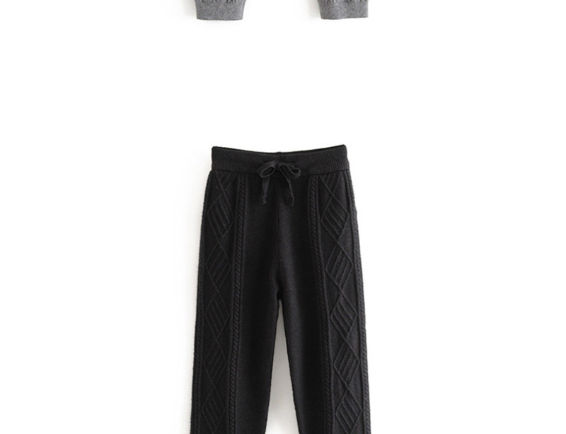 Fashion Gray Twisted Lace-up Knitted Pants,Pants