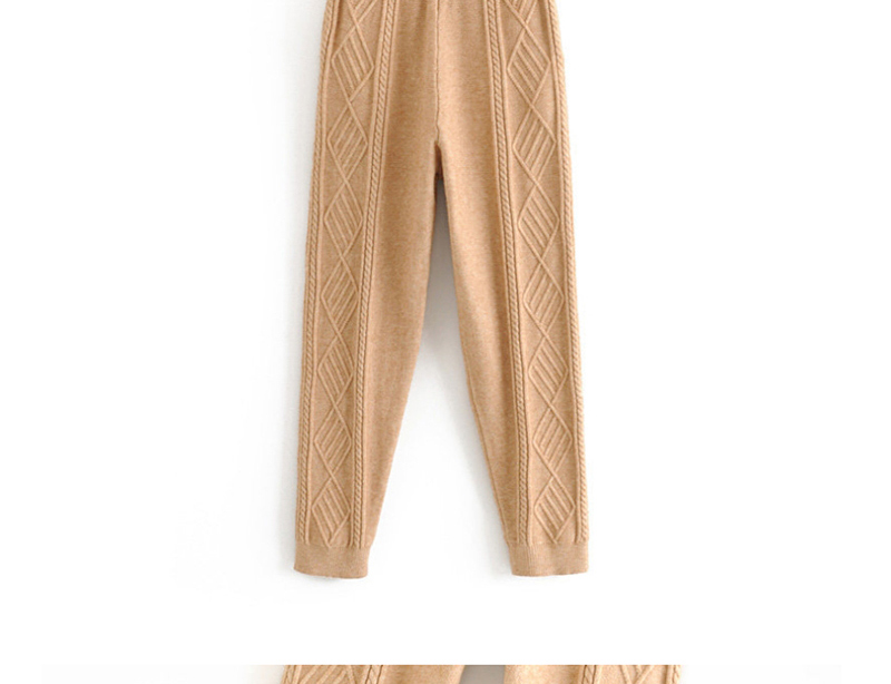 Fashion Camel Twisted Lace-up Knitted Pants,Pants