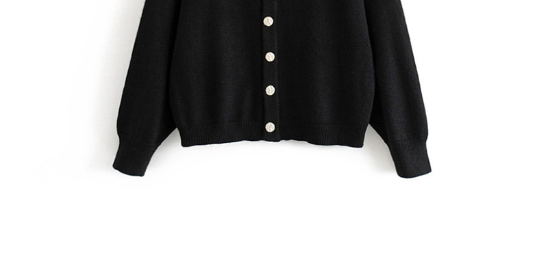 Fashion Black Irregular Multi-button Knitted V-neck Sweater Cardigan,Sweater
