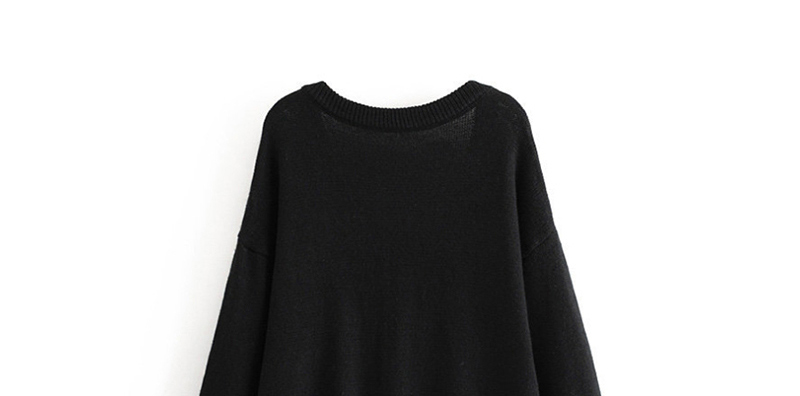 Fashion Black Irregular Multi-button Knitted V-neck Sweater Cardigan,Sweater