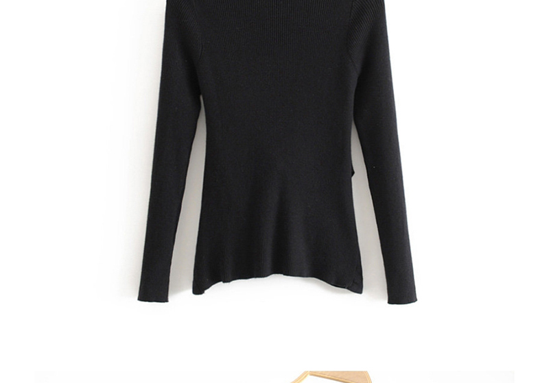 Fashion Black Pearl Cross Stitching V-neck Sweater,Sweater