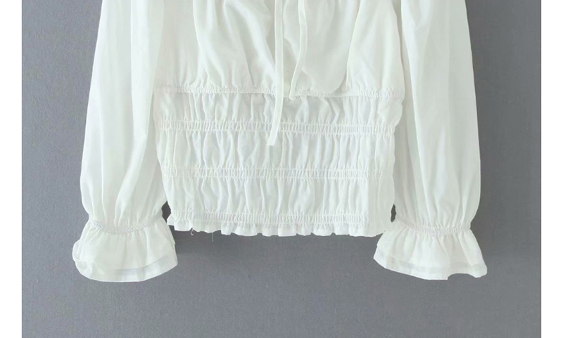 Fashion White Flared Sleeves Elasticated Short-sleeved Shirt,Hair Crown