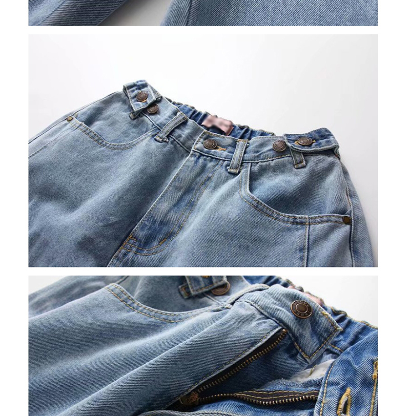 Fashion Blue Washed Elasticated Jeans,Pants