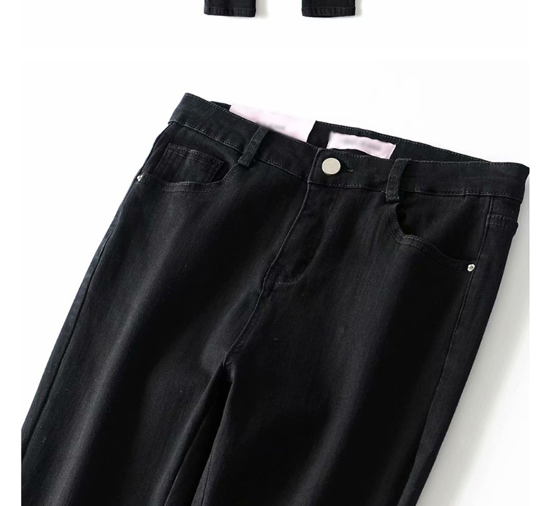 Fashion Black Washed Peach Heart Pocket Hip Jeans,Denim