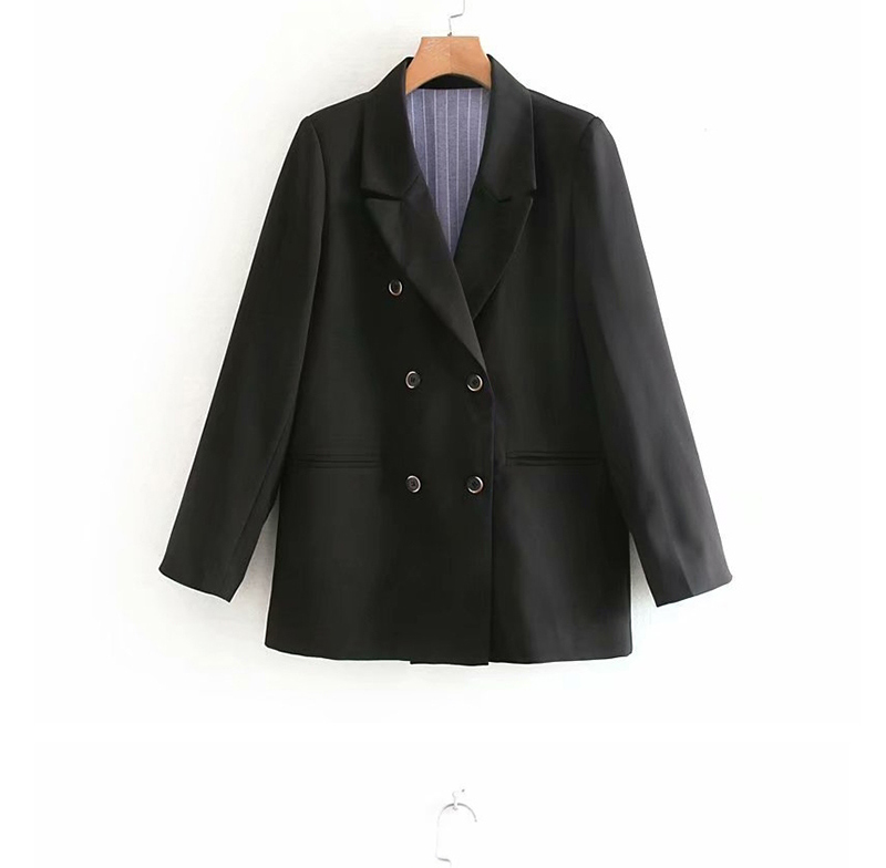Fashion Black Split-breasted Suit With Split Back Stripes,Coat-Jacket