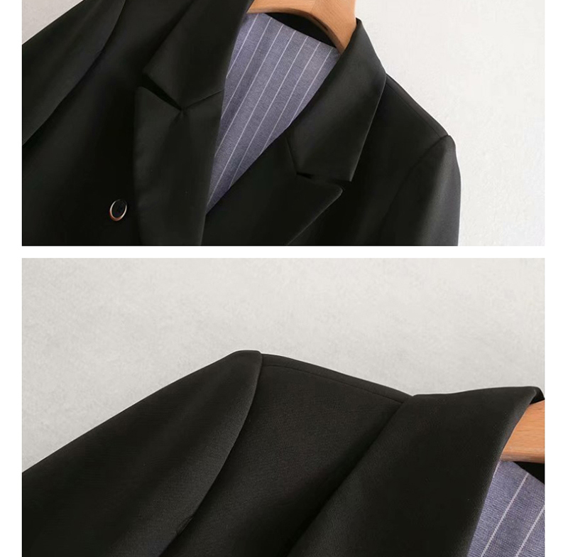 Fashion Black Split-breasted Suit With Split Back Stripes,Coat-Jacket