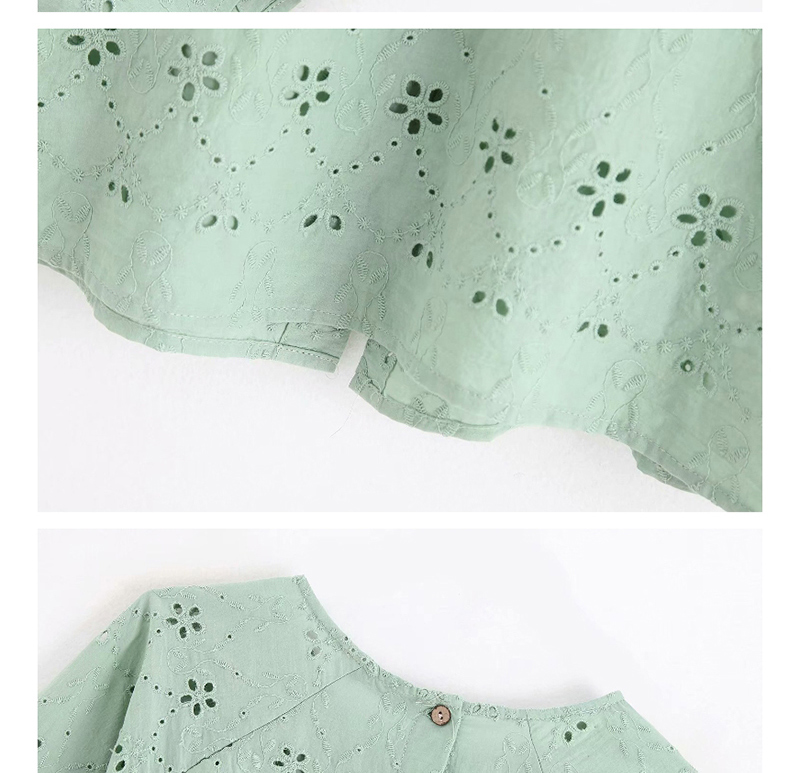 Fashion Green Embroidered Cutout Shirt,Hair Crown