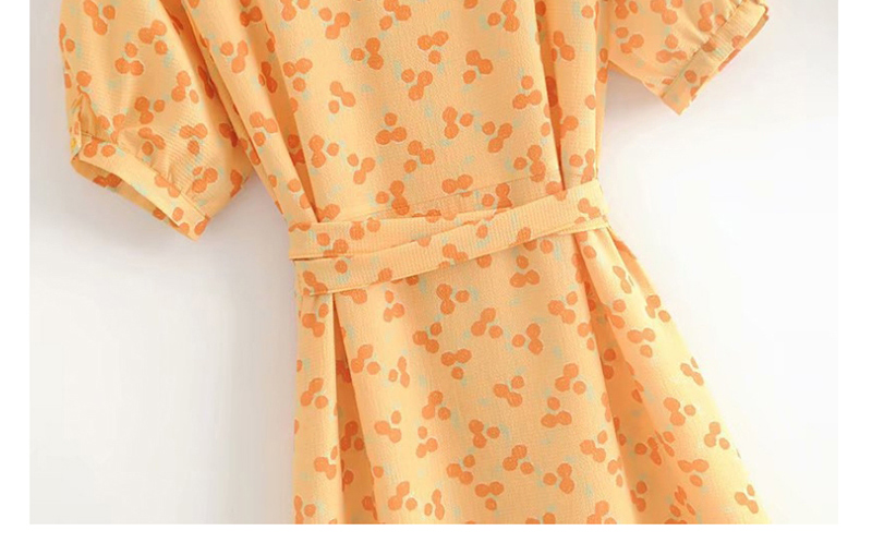 Fashion Orange Flower Print Lace Dress,Mini & Short Dresses
