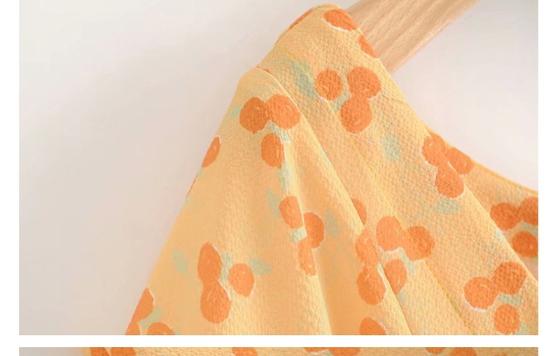 Fashion Orange Flower Print Lace Dress,Mini & Short Dresses