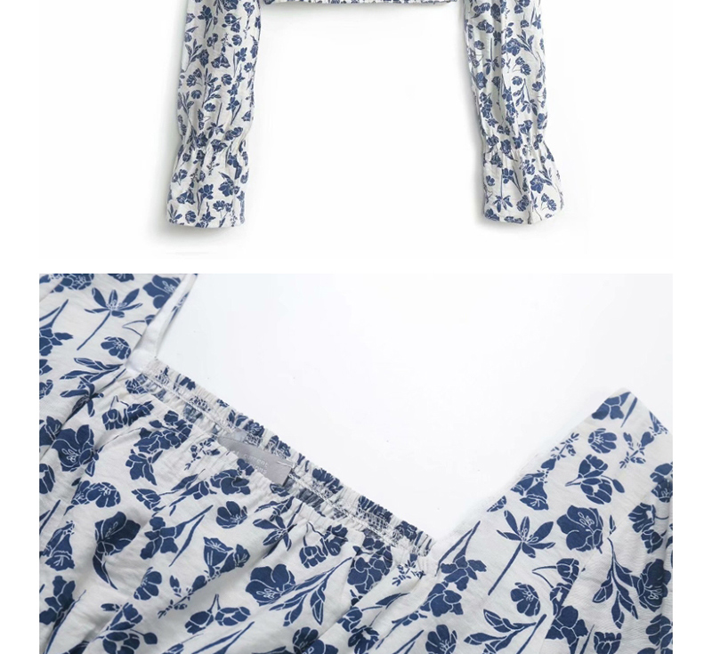 Fashion White Square Collar Flower Print Shirt,Tank Tops & Camis