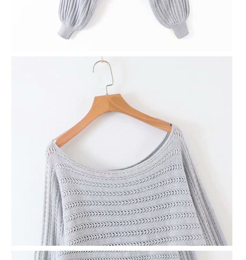 Fashion Pink Slit-neck Open-knit Sweater,Sweater