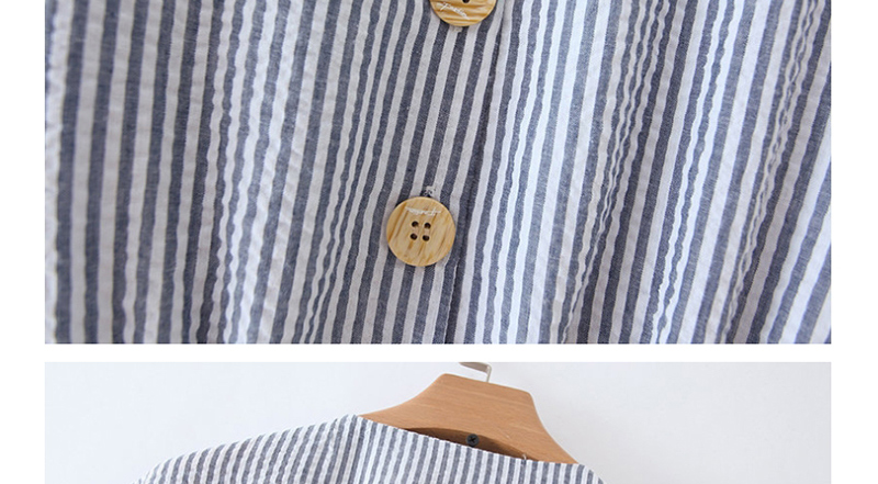 Fashion Blue Striped Printed Button Jumpsuit,Pants
