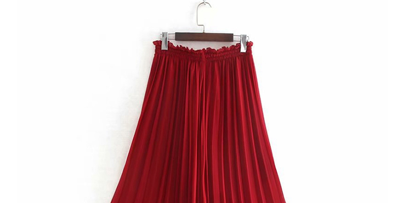 Fashion Red Pleated Lace-up Wide-leg Pants,Pants