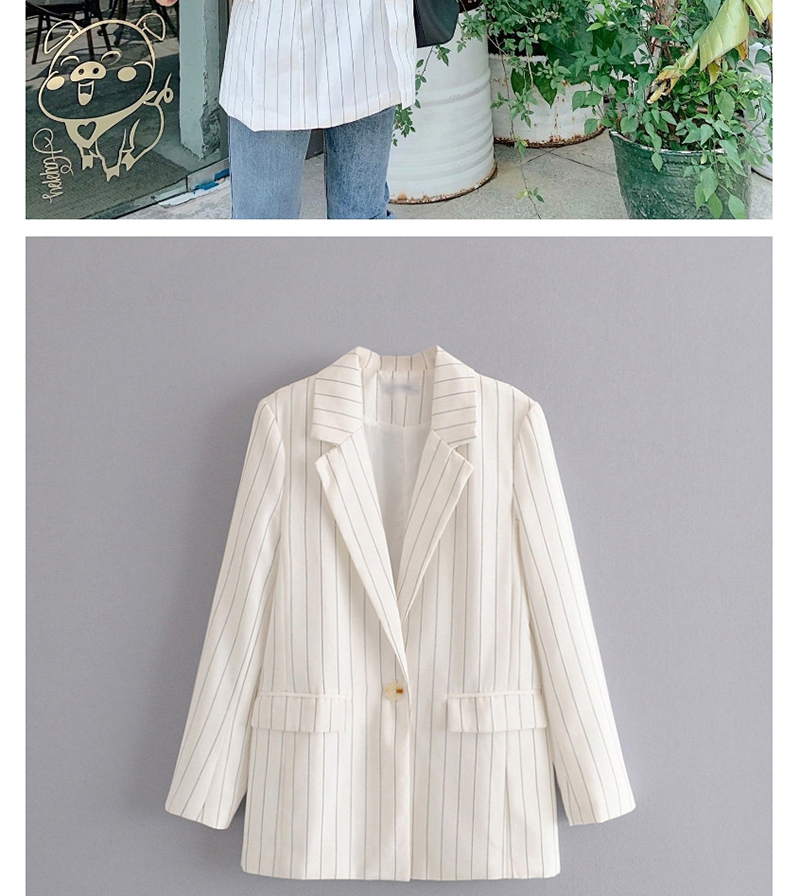 Fashion White Striped One-button Suit,Coat-Jacket