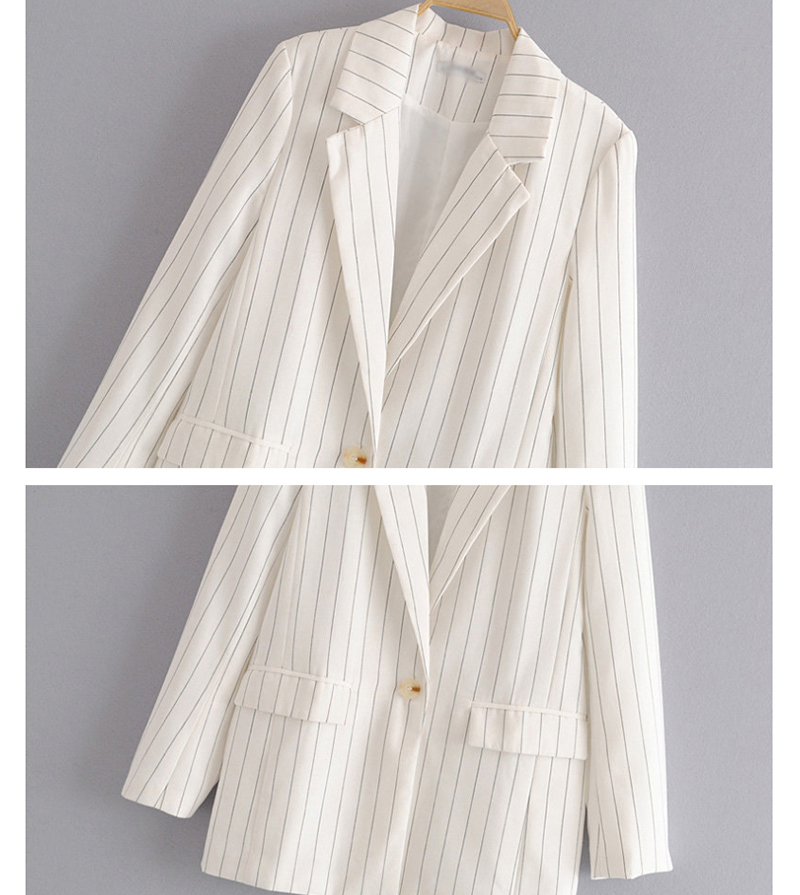 Fashion White Striped One-button Suit,Coat-Jacket