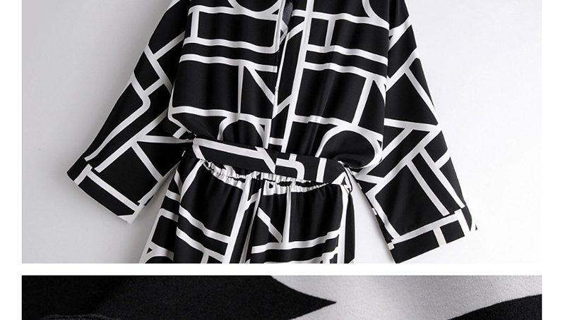 Fashion Black Abstract Geometric Print Jumpsuit,Bodysuits