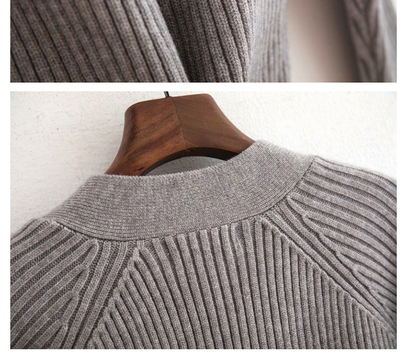 Fashion Beige Textured Plush Button Short Knitted Cardigan,Sweater