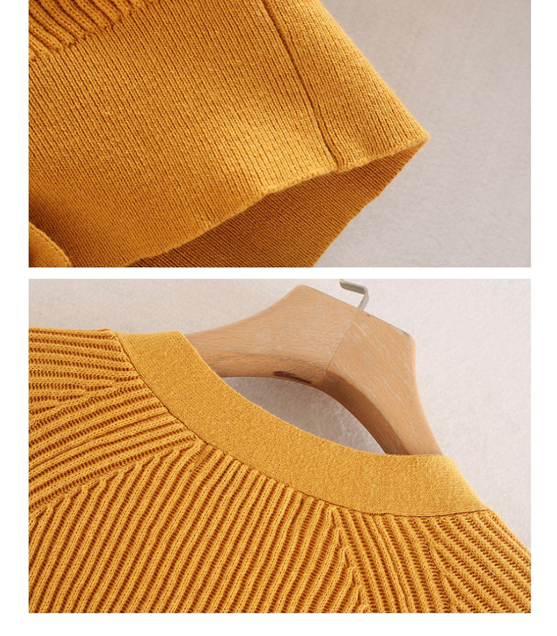 Fashion Black Ribbed Knit Single-breasted V-neck Sweater Cardigan,Sweater