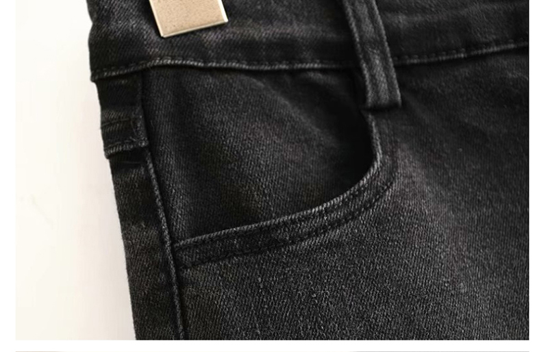 Fashion Black Frayed Washed Jeans,Denim