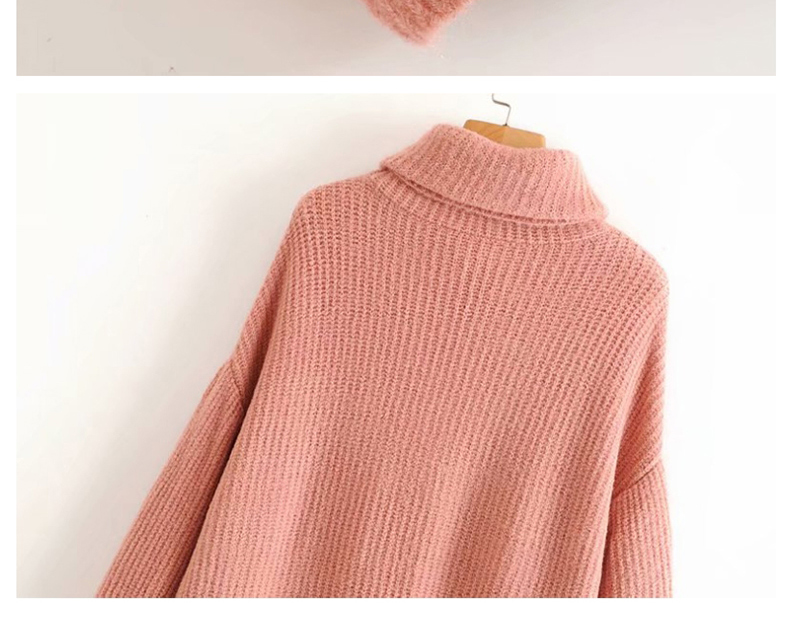 Fashion Pink Turtleneck Knitted Sweater,Sweater